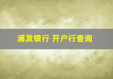 浦发银行 开户行查询